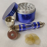 Blue Smoking Bundle - Blue and Silver Pipe + Blue Grinder