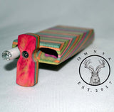Rainbow Dugout +4 Screens, & Metal Grinder One Hitter Pipe, Stash Box with Dyed Layers of Mango Wood, Dug Out Smoke Box Set - Cigarette Pipe