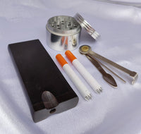 Smoking Set - Ebony Dugout, Grinder, One Hitters, and Cleaning Tool