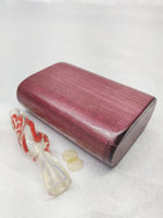 Purpleheart Slide Lid Magnetic Dugout + Glass Chillum Smoking Pipe w/ Brass Screens, Glass One Hitter Smoking Pipe, Herb Box