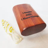 Redwood Slide Lid Magnetic Dugout + Glass Smoking Pipe Chillum w/ 4 Brass Screens, Glass One Hitter Smoking Pipe, Herb Box