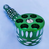 Green Revolver Pipe - High Quality Metal Smoking Pipe, Tobacco Six Shooter Pipe Green Decorative Notches, Smoking Bowl for Smoking Bowls
