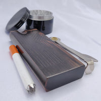 Smoking Bundle - Ebony Dugout w/ Flag Engraving, Grinder, One Hitter, and Cleaning Tool