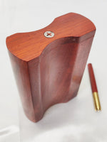 Redwood Dugout Stash Box with 2 Brass and Redwood One Hitter Smoking Bats - Glass Smoking Pipes - 2 One Hitters - Tobacco Pipe + 8 Screens