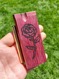 Purpleheart Dugout with Rose Engraving and a Pure Brass One Hitter