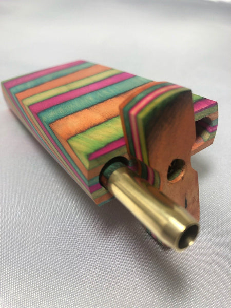 Rainbow Dugout from Mango Wood, One Hit Pipe - 4 Brass Pipe Screens - Premium Dyed Wood - Stash Box - Grinder Dug Out With Bat - Smoking Box