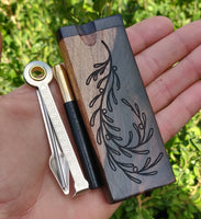 Brown and Black Ebony Dugout w/ Olive Branch Engraving