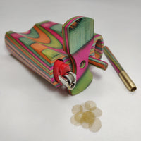 Large Rainbow Dugout Stash Box (4in) w/ 2 Brass One Hitter Bats w/ Rainbow Adornment (Or Glass Pipes), 2 Chillum Pipe One Hitters +8 Screens