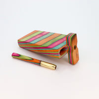 Rainbow 4" Dugout Stash Box - Brass & Wood One Hitter Bat Smoking Pipe  +10 Mini Smoking Pipe Screens / Brass Filters - Dug Out with Poker