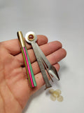 Rainbow and Brass One Hitter Bat, 3" long One Hit Chillum Pipe with Dyed Mango Wood, Fits inside most 4" dug out boxes