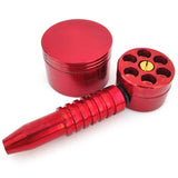 Red Smoking Set - Revolver Pipe + Grinder