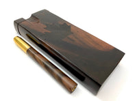 Ebony w/ Brown Dugout Stash Box Canadian Leaf, Brass One Hitter Grinder Bat w/ Wood Adornment - Wood Chillum Smoking Pipe +4 Pipe Screens