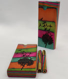 Dandelion Rainbow Dugout Stash Box, 3" Brass One Hitter Grinder Bat w/ Rainbow Wood Adornment - Wood Chillum Smoking Pipe +8 Pipe Screens