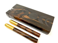Moon & Star Ebony w/Brown Dugout Stash Box, Brass One Hitter Grinder Bat w/ Wood Adornment - Wood Chillum Smoking Pipe +4 Brass Pipe Screens