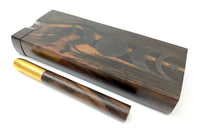 Moon & Star Ebony w/Brown Dugout Stash Box, Brass One Hitter Grinder Bat w/ Wood Adornment - Wood Chillum Smoking Pipe +4 Brass Pipe Screens