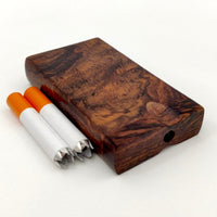 Rosewood 3" Dugout Tobacco Stash Box + Two Grinder 2" One Hitter Pipes - Omnya's Brand New Small Edition of Short Wooden Stash Boxes!