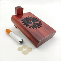 Mini-Sized 3" Tree of Life Redwood Dugout + (up to 3) 2" One Hitter Pipes / Metal Bats - Omnya's New Release of Small Wooden Stash Boxes!