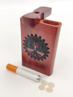 Mini-Sized 3" Tree of Life Redwood Dugout + (up to 3) 2" One Hitter Pipes / Metal Bats - Omnya's New Release of Small Wooden Stash Boxes!