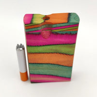 Mini-Sized 3" Rainbow Dugout (Dyed Mango Wood) + (2) 2 Inch One Hitter Pipes / Metal Bats - Omnya's New Release of Small Wooden Stash Boxes!