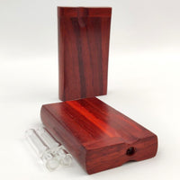 Mini-Sized 3" Redwood Dugout Tobacco Stash Box + (2) 2 Inch One Hitter Pipes / Glass Bats - Omnya's New Release of Small Wooden Stash Boxes!