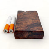 Rosewood 3" Dugout Tobacco Stash Box + Two Grinder 2" One Hitter Pipes - Omnya's Brand New Small Edition of Short Wooden Stash Boxes!