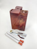 Redwood Dugout Stash Box & 2 Self-Cleaning One Hitter Smoking Bats | Glass Smoking Pipes | One Hitters | Pipe Cleaning Set | +8 Screens