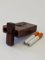 Sisso Sunflower One Hitter Dugout Rosewood Stash Box, Cigarette Smoking Pipe +4 Mini Brass Pipe Screens - FAST SHIPPING!